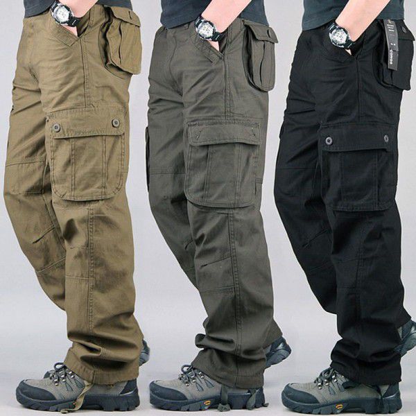 Cross-border export and foreign trade multi-pocket men's work clothes trousers loose pants with fat and oversized labor protection casual straight pants 