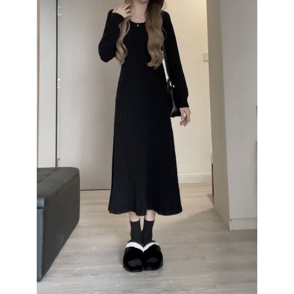 French long-sleeved knitted dress for women in autumn and winter 2022 new style with soft Hepburn style sweater skirt 