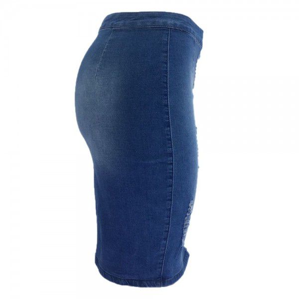 Cross-border women's clothing supply: 2022 new perforated denim skirt, directly supplied by Amazon wish Xintang factory 