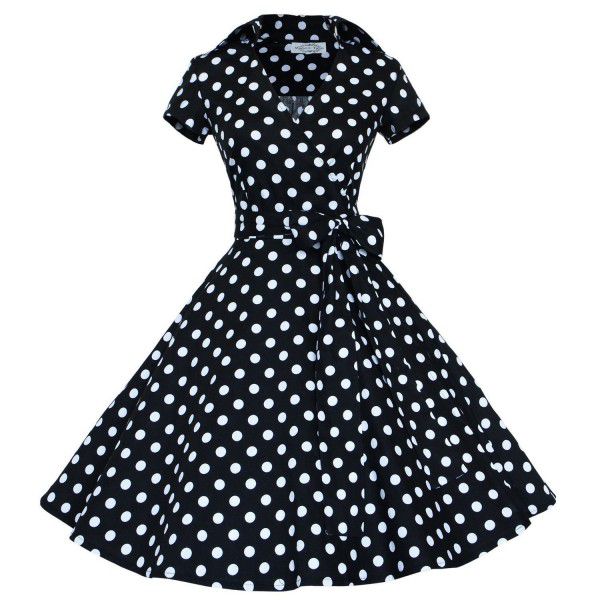 Retro large swing skirt Amazon popular mid-length skirt cross-border women's dress 50s Hepburn French polka dot dress 