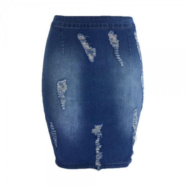 Cross-border women's clothing supply: 2022 new perforated denim skirt, directly supplied by Amazon wish Xintang factory 