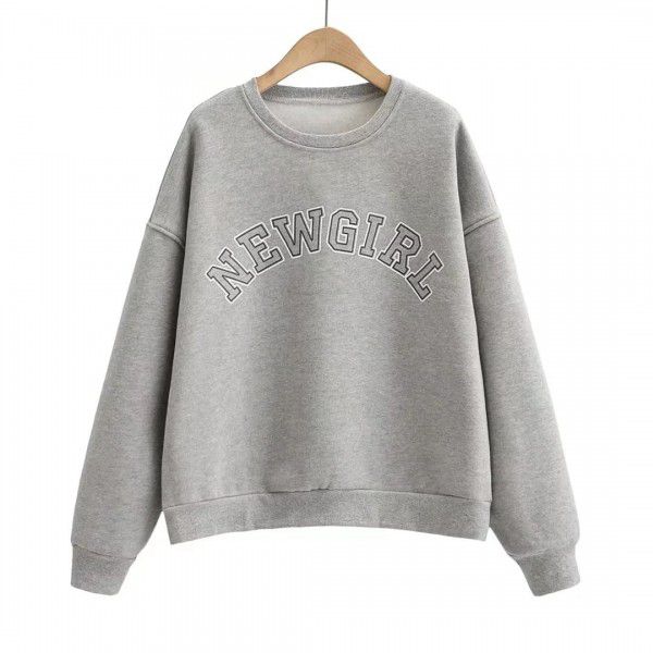 AP21591-21 fall and winter new Korean version loose round neck large print plush long-sleeved pullover women 