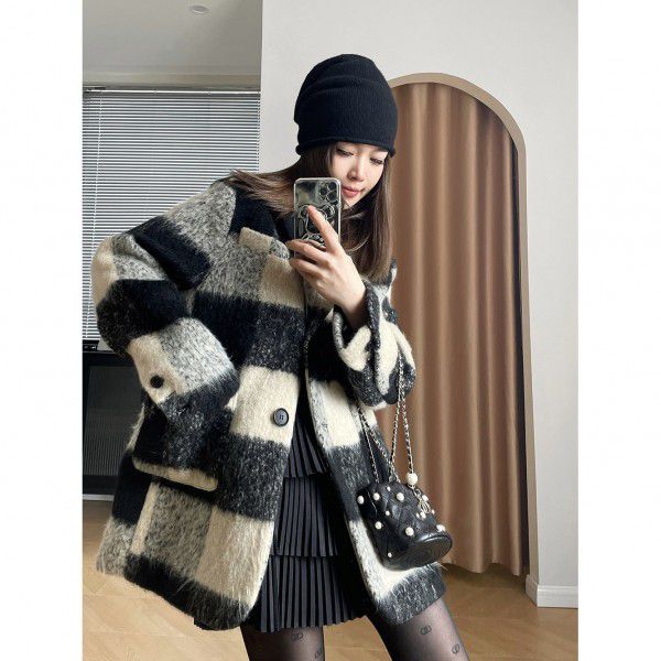Zichuan 30 wool plaid coat women's 2022 winter new Korean version fashionable loose short coat 8233 
