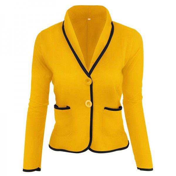 Cross-border women's clothing, foreign trade, plain color, casual and versatile, slim, European and American small suit, temperament, coat, women, autumn and winter, Amazon 
