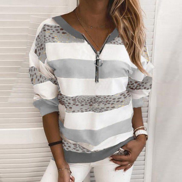 Cross-border casual women's clothing 2022 Amazon autumn and winter new college style stripe pullover loose fashion sweater women 