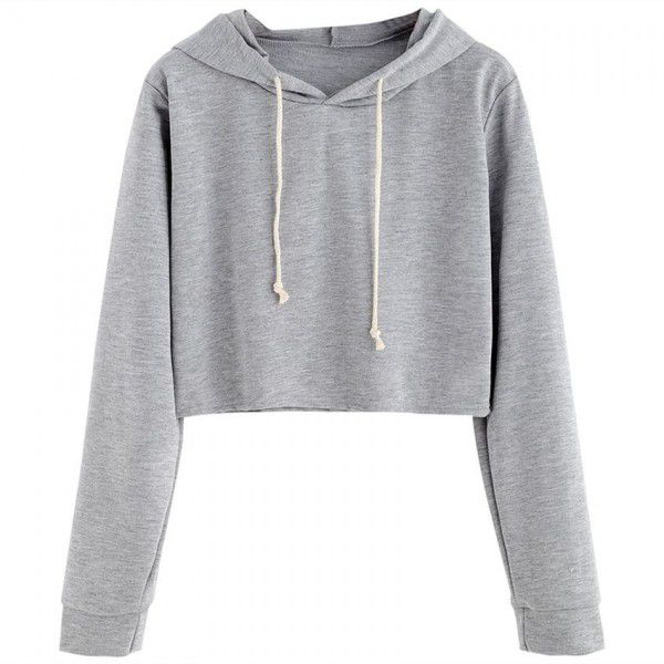 European and American cross-border 2021 spring and autumn new solid color hooded pullover women Amazon wish 