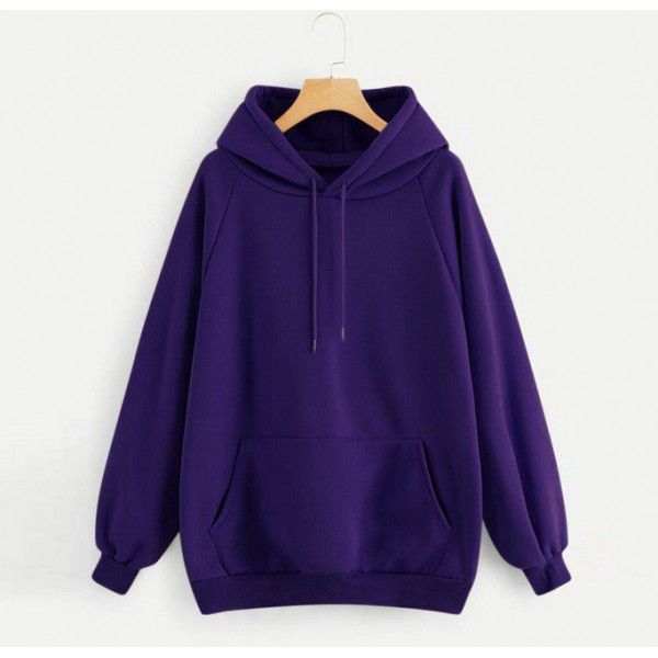 Cross-border women's clothing wholesale 2022 autumn and winter new loose top Korean version solid color plush thickened hooded sweater women 