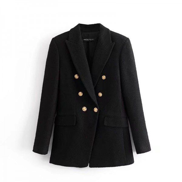 [Spot] Wholesale of new European and American women's clothing in autumn 2022, fashion texture, double-breasted loose suit coat, women 