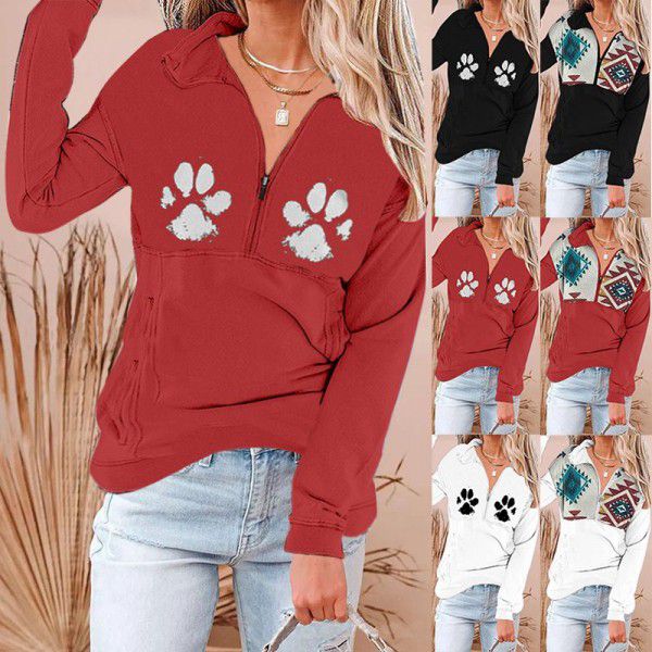 New autumn 2022 foreign trade source street trendsetter cotton pullover long-sleeved hooded loose sweater women's T-shirt 
