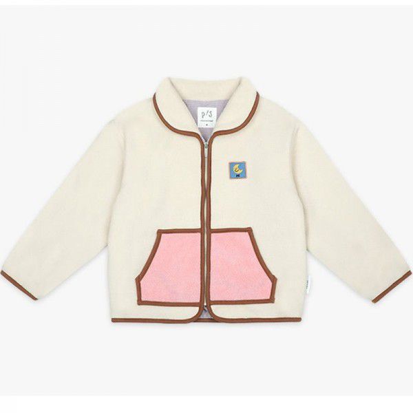 Spot 2022 autumn and winter new product ps children's warm middle and small boys and girls embroidered double-sided thickened color-block coat 