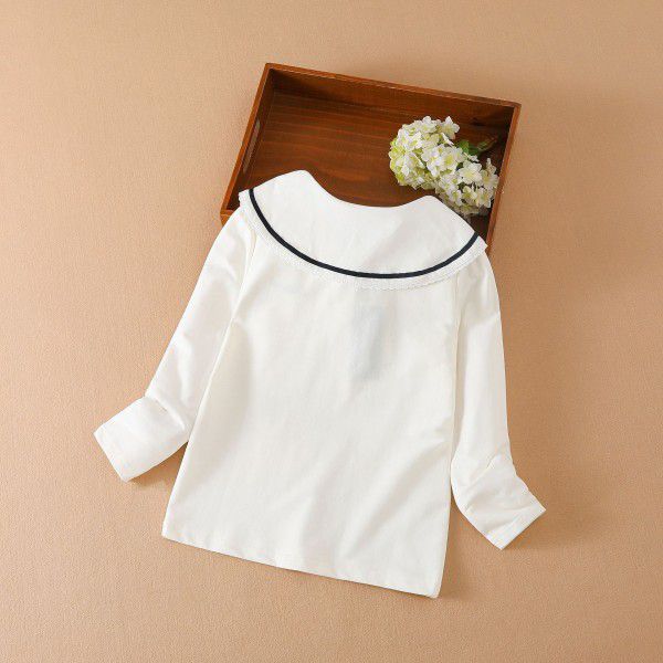 Girls' long-sleeved t-shirt autumn thin children's wear with 2021 Korean version of children's polo shirt children's top 