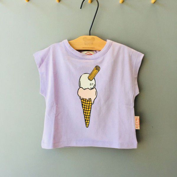 Pre-sale summer bebe classic series ice cream cone light purple sleeveless short T-shirt 
