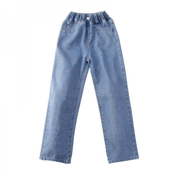 Girls' denim wide leg trousers wear westernized 2023 new style children's loose trousers children's trousers in spring and autumn 