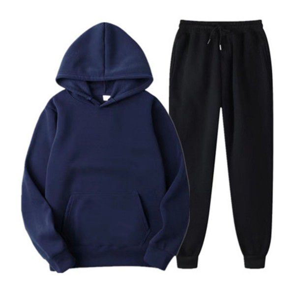 Cross-border spring and autumn men's casual solid color hooded sportswear couple suit slimming fashion suit 