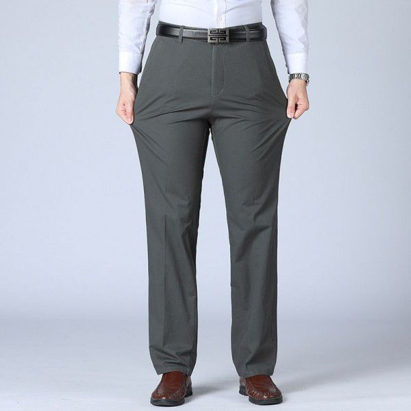 Men's business casual pants 2023 spring and autumn new Korean fashion straight trousers, mid-waist casual men's cotton trousers 