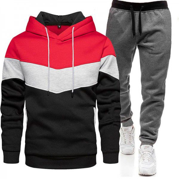 Autumn and winter hip-hop sweater suit Men's fashion three-color hoodie sportswear suit