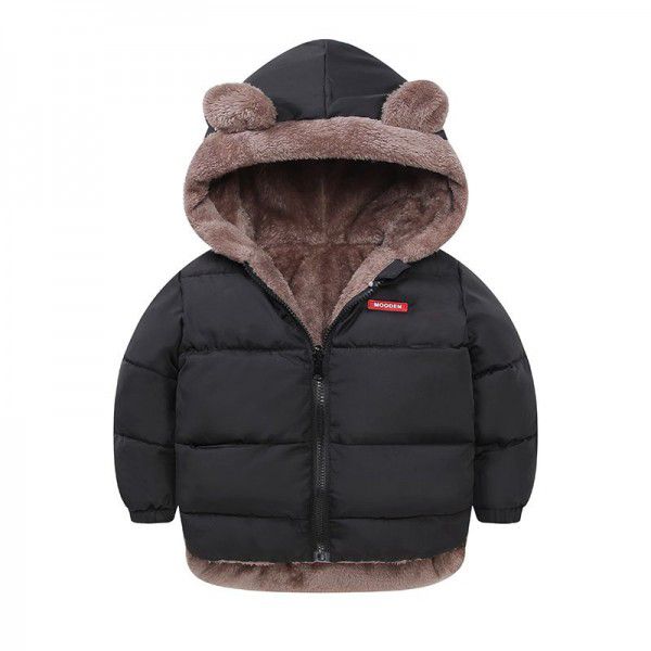 Autumn and winter new children's down cotton jacket Thickened rabbit ear double-sided cotton jacket Medium and large children's down cotton jacket 