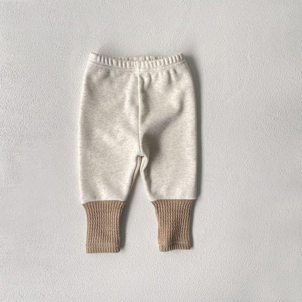 Baby thickened warm fleece pants Korean children's clothing baby autumn and winter style plush patchwork underpants baby winter pants 