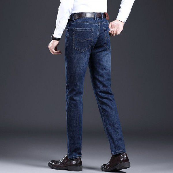Autumn and Winter New Youth Jeans Men's Slim Fit Thick Elastic Versatile Korean version Feet casual pants Men's wear