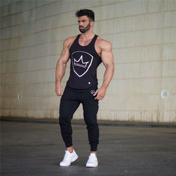 Cross-border muscular men's autumn and winter new sports, leisure, body-building pants, men's trousers, small leg cuffs 