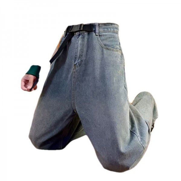 American Vintage Jeans High Street Men's Fall Loose Straight Leg Wide Leg Pants Japanese Ins Washed Tidal Floor Pants 