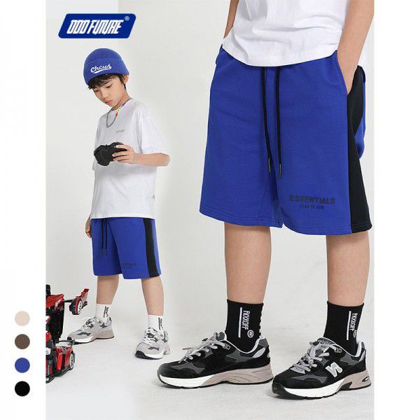 Children's wear FEAROFGOD three-dimensional new double-line essentials cotton sports pants, boys' five-point pants, street trend 