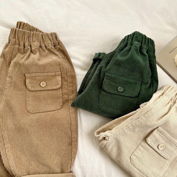 Children's corduroy pants Spring and autumn new baby casual pants wear boys' trousers Korean version