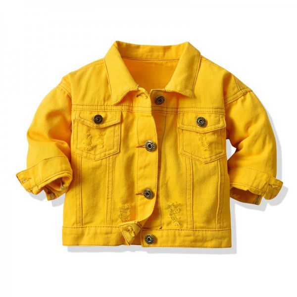 New Korean version candy color denim jacket 2021 children's short lapel multicolor long-sleeved denim jacket jacket jacket 