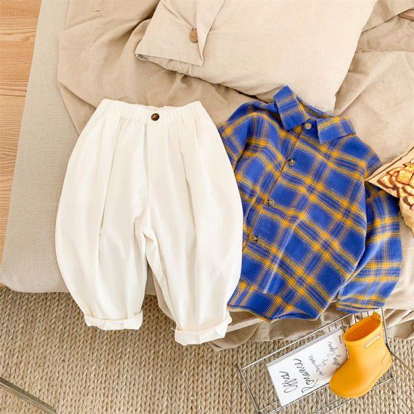 Children's pants Spring version of the new Korean version of children's radish pants Fashion style cute handsome pants wide legs 