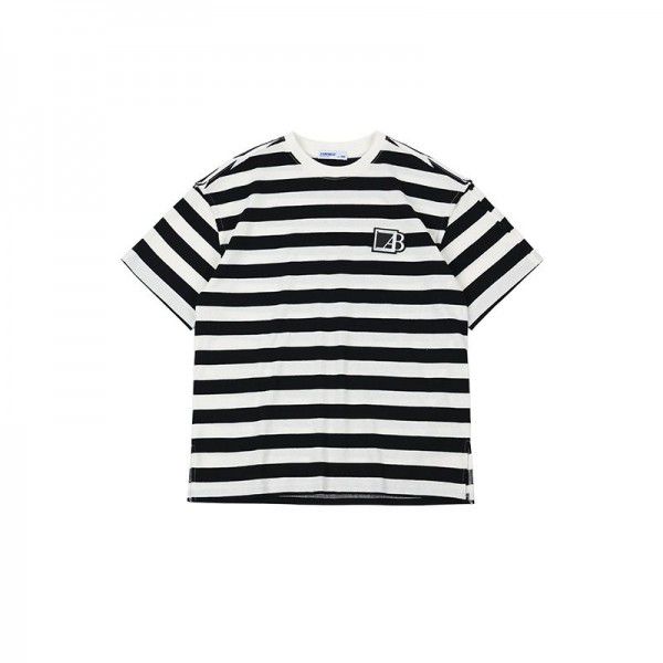 DK children's clothing 2022 summer boys' striped short-sleeved t-shirt, big boys' hip-hop dance loose half-sleeved shirt trend 