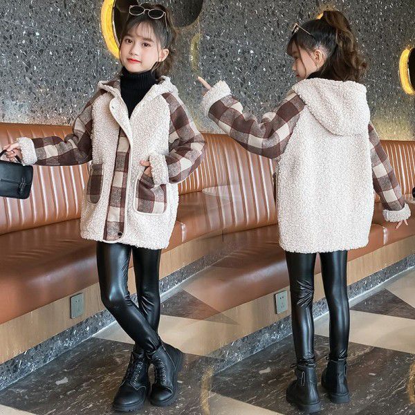 Korean children's clothing 2021 autumn and winter new children's casual coat in the middle of big children's foreign style top girls' wool sweater fashionable 