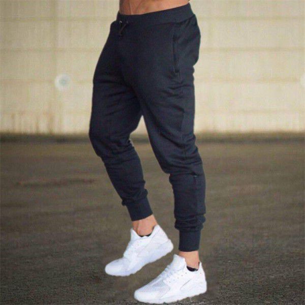 Cross-border muscular men's autumn and winter new sports, leisure, body-building pants, men's trousers, small leg cuffs 