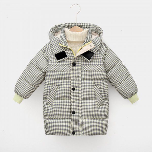 Children's cotton-padded clothes, medium and long thick baby cotton-padded jacket, autumn and winter Korean version coat, boys and girls' down cotton-padded clothes