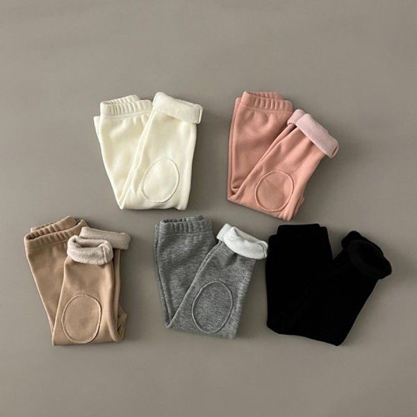 Children's Korean version of household clothes, baby pajamas, autumn and winter warm pants, leggings, foreign trade children's clothing, plush pants, girls' pants 