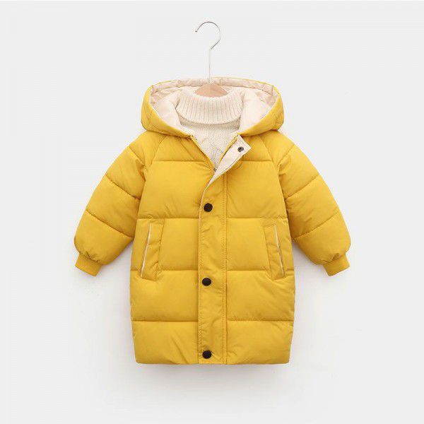 New children's down cotton-padded clothes, boys' middle and long girls' winter clothes, Korean version cotton-padded clothes, baby's thickened coat 
