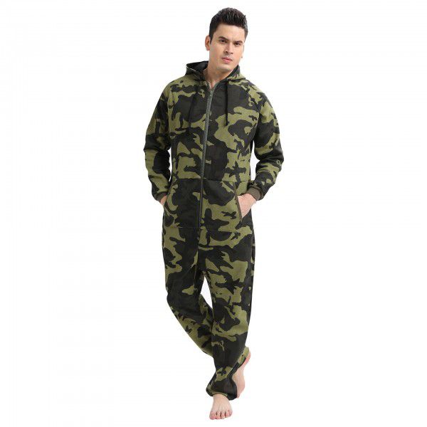 A piece of Amazon cross-border European and American men's camouflage sweater one-piece clothing, home wear, sportswear, casual wear 