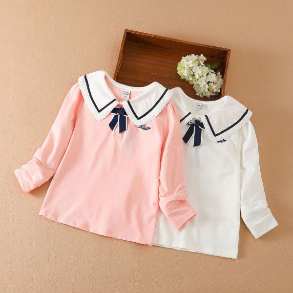 Girls' long-sleeved t-shirt autumn thin children's wear with 2021 Korean version of children's polo shirt children's top 