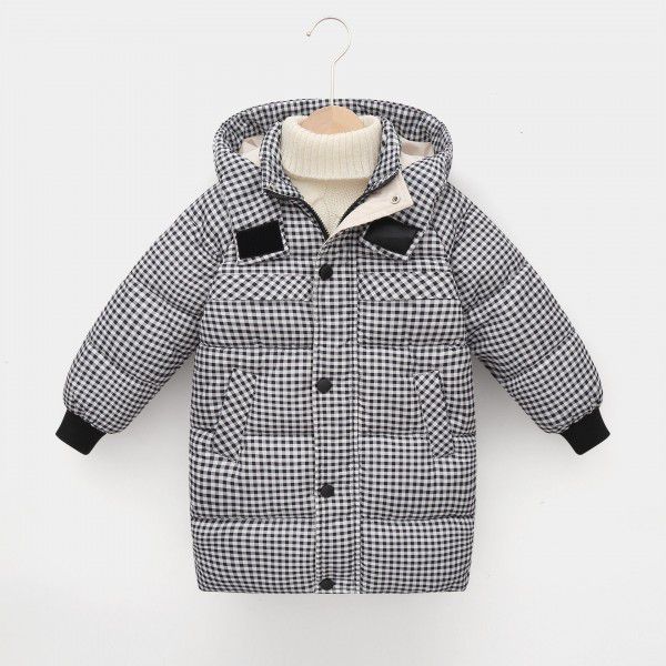 Children's cotton-padded clothes, medium and long thick baby cotton-padded jacket, autumn and winter Korean version coat, boys and girls' down cotton-padded clothes