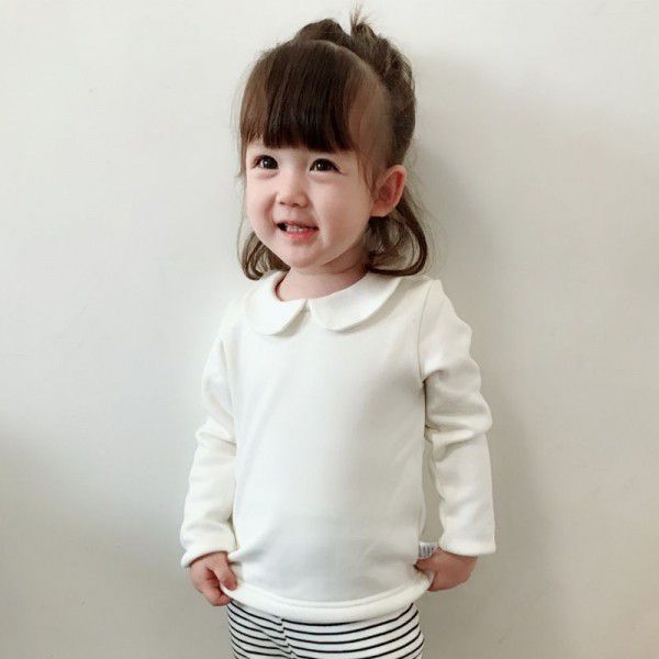 A generation of baby knitted shoulder belt pants for boys and girls aged 0-3 years old, children's cotton wool pants 