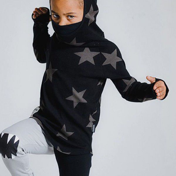 N family's same type ninja neutral five-pointed star pullover sweater long-sleeved boys hooded T-shirt children's spring and autumn 