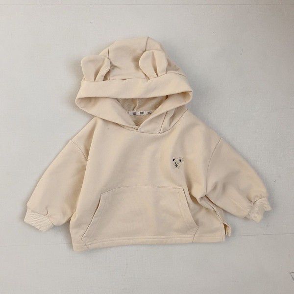 Children's spring bear hooded sweater for babies and children's Korean version of early spring coat for babies and children's cute outerwear 