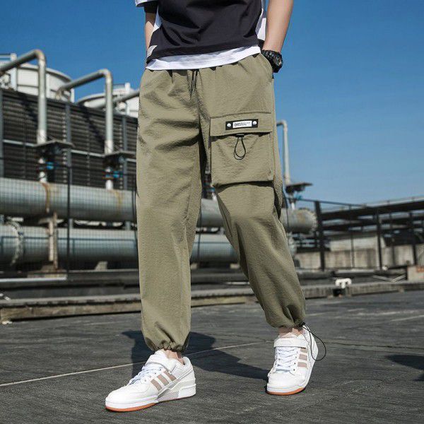 Summer new men's casual pants Youth sports capris Korean version trend loose straight casual pants