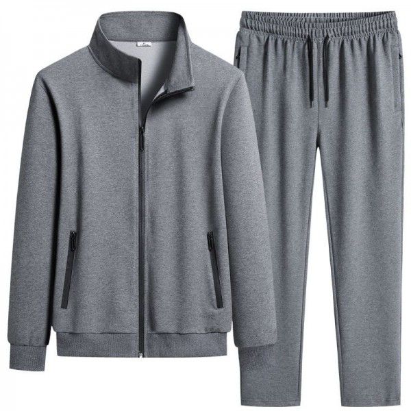 New men's casual sports suit, cotton cardigan, sweater and pants two-piece suit, fashionable and comfortable men's clothing wholesale 