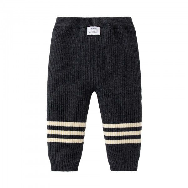 Autumn new bottoming pants dark gray versatile 1-3 year old girl knitting pit casual bottoming pants
