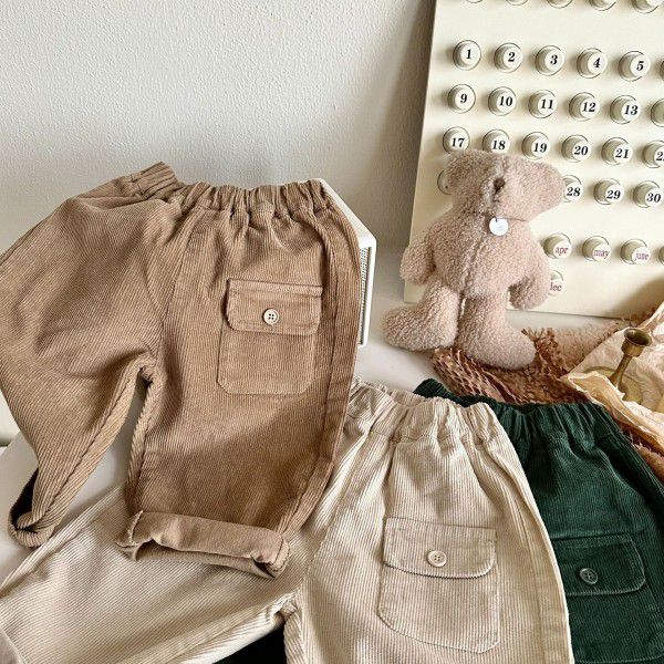 Children's corduroy pants Spring and autumn new baby casual pants wear boys' trousers Korean version