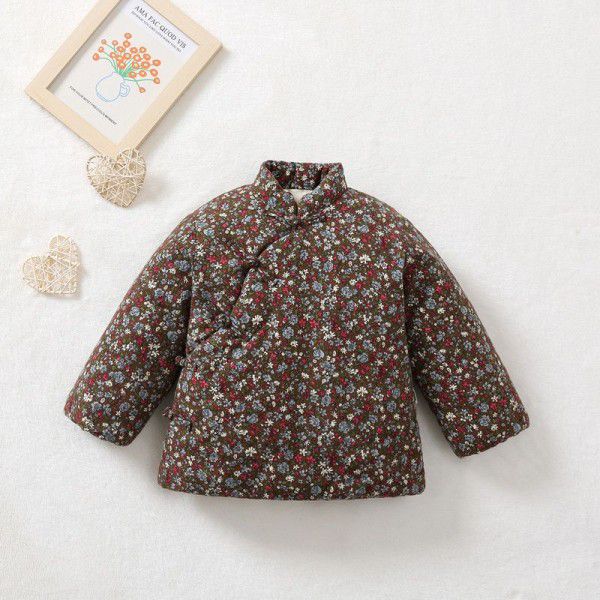 Children's handmade cotton jacket, cotton liner, Northeast flower, pure handmade thickened warm and comfortable winter baby cotton coat 