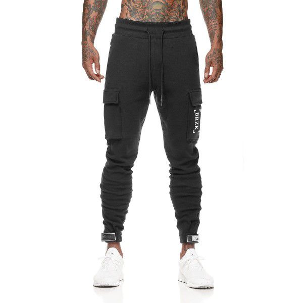 European and American muscle fitness brothers pure cotton sports pants Men's fitness pants Running training pants 