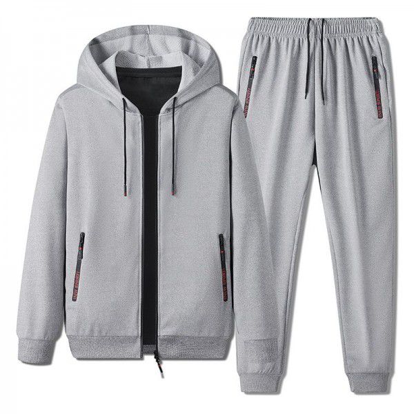 Spring and Autumn New Set Men's Sports Leisure Fashion Sweater Pants Cardigan Zipper Two Piece Set