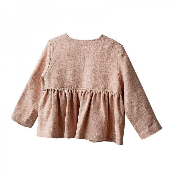 Autumn and winter new children's long-sleeved baby shirt cotton and hemp minority ruffle design feeling girl's T-shirt top