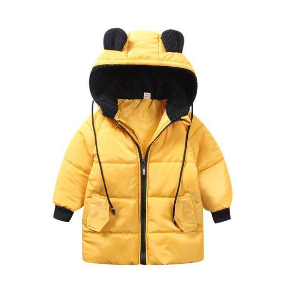 Boys' cotton clothes cross-border jacket fashion children's thickened medium and long cartoon ears girls' cotton clothes issued on behalf 